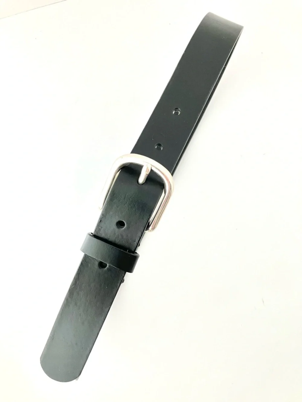 J. Crew Crewcuts Black Leather Belt with Rounded Silver Buckle Boys Medium AW431